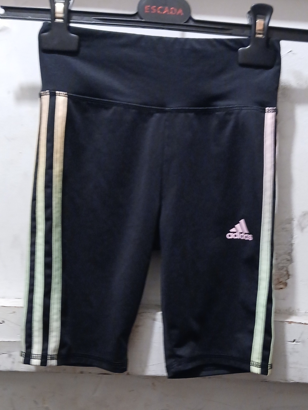 adidas Black Kids Bike Shorts with Pastel Side Ombre Stripes